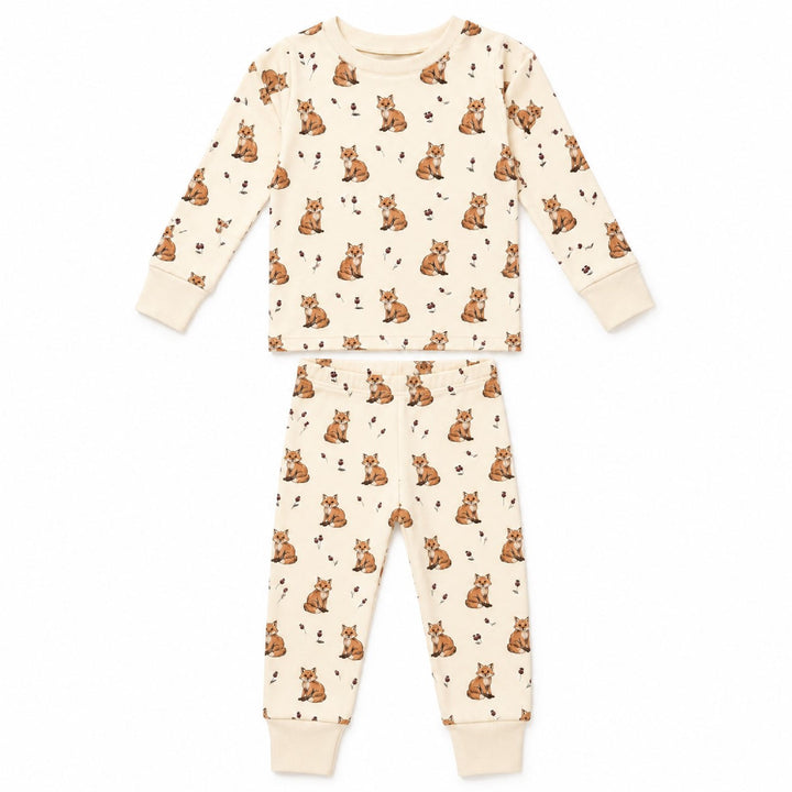 Kids' Organic L/Sleeve PJ Set in Red Fox.