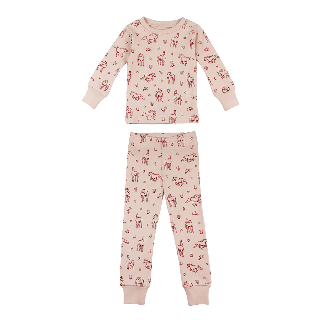 Kids' Organic L/Sleeve PJ Set in Rodeo Rose.