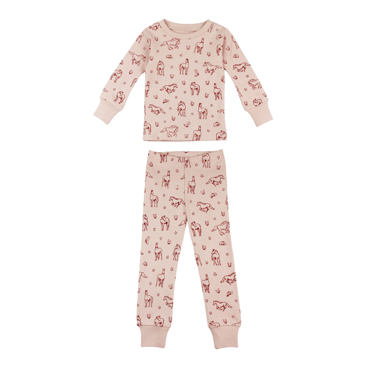 Kids' Organic L/Sleeve PJ Set in Rodeo Rose.