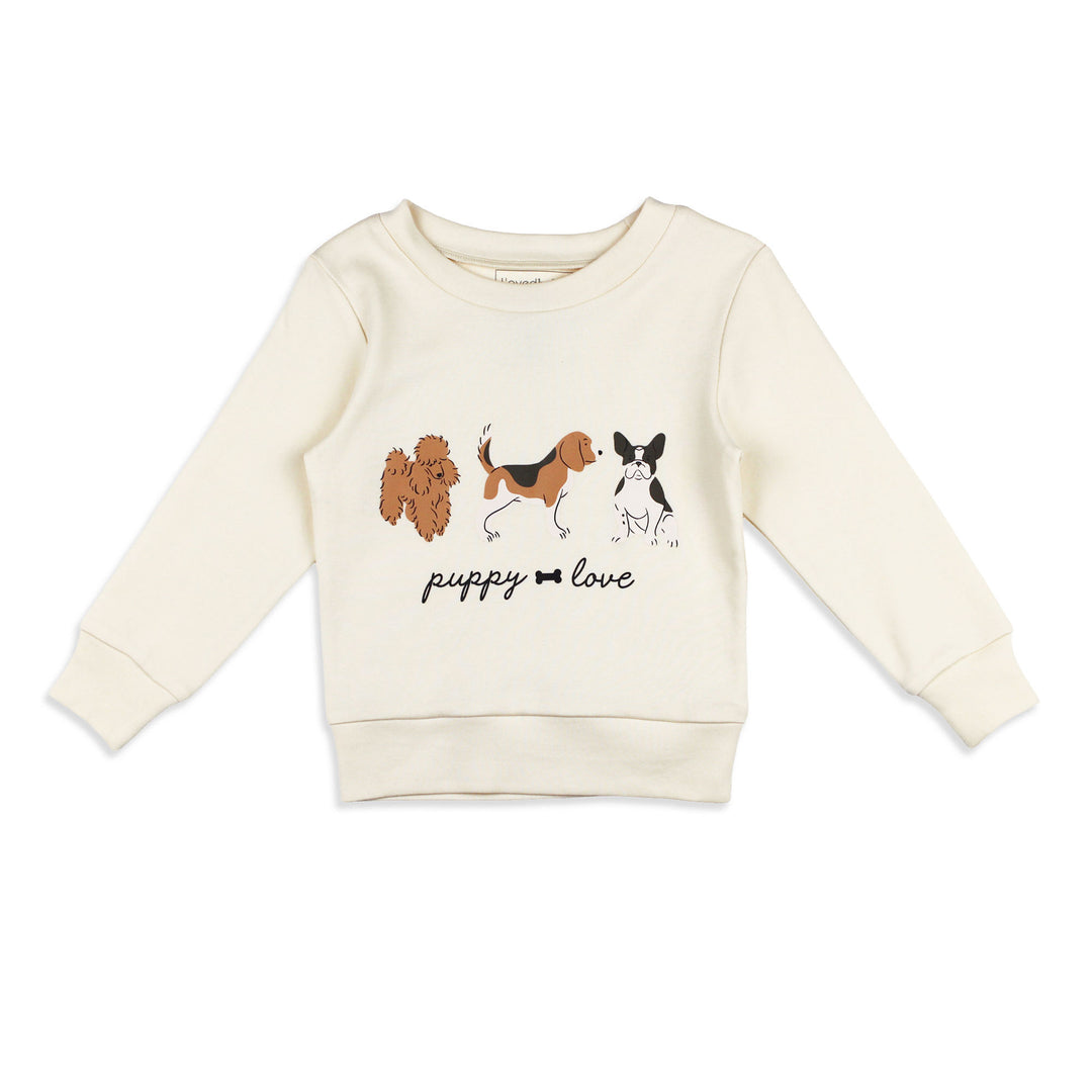 Kids' Organic Crewneck Sweatshirt in Puppy Love.