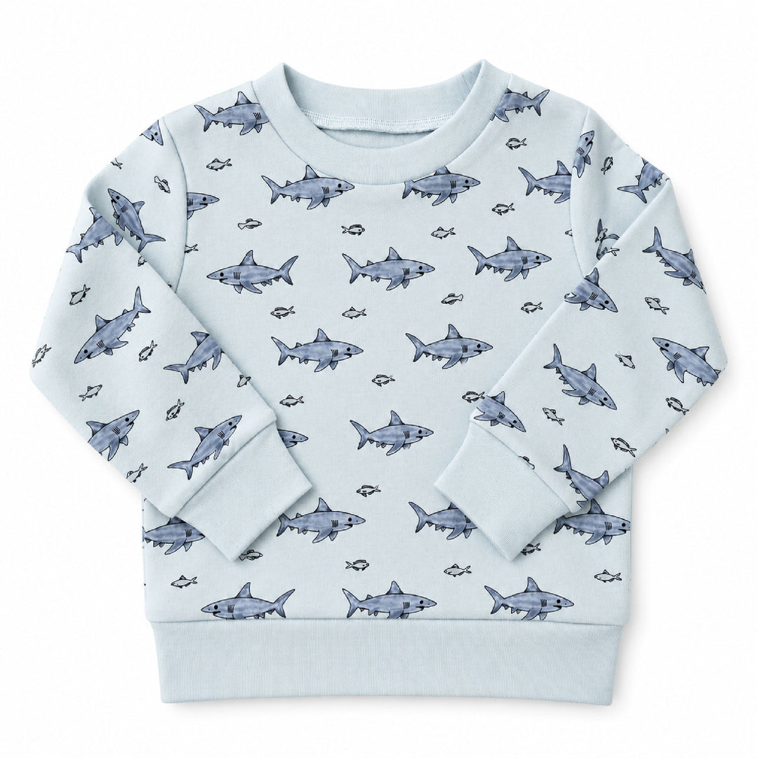 Kids' Organic Crewneck Sweatshirt in Sharks.