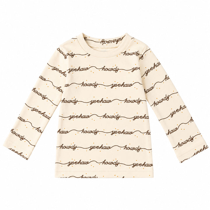 Kids' Organic Long-Sleeve Crewneck Shirt in Howdy.