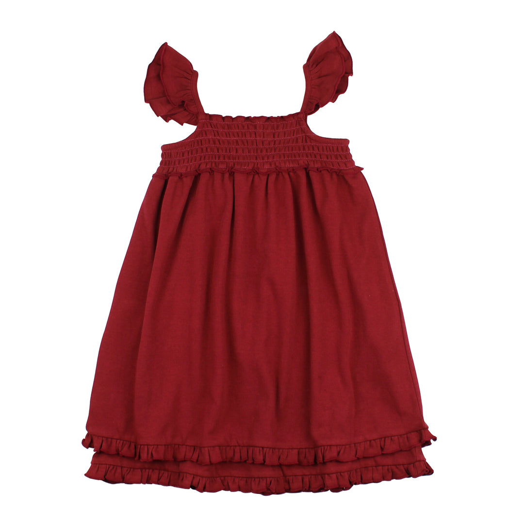 Crimson | Kids' Organic Smocked Summer Dress 5/6 Crimson | Kids' Organic Smocked Summer Dress 5/6