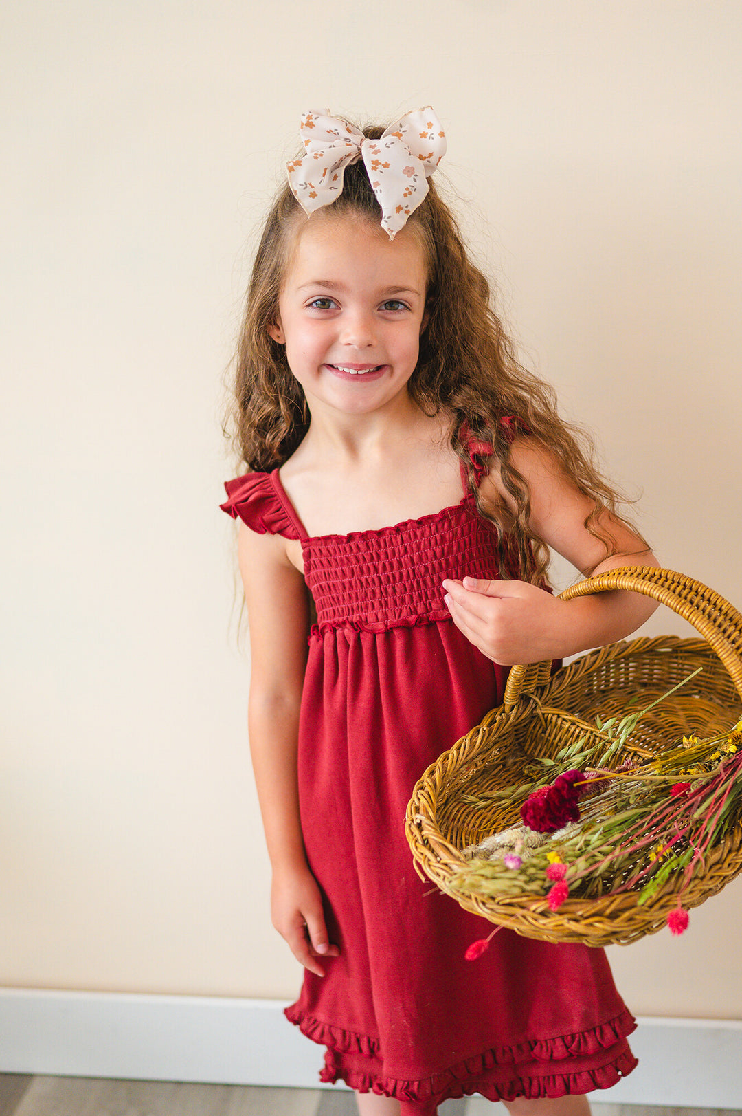 smock dress baby Crimson