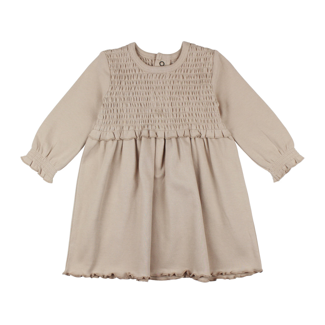 Oatmeal | Kid's Organic Smocked Dress 2T Oatmeal | Kid's Organic Smocked Dress 2T