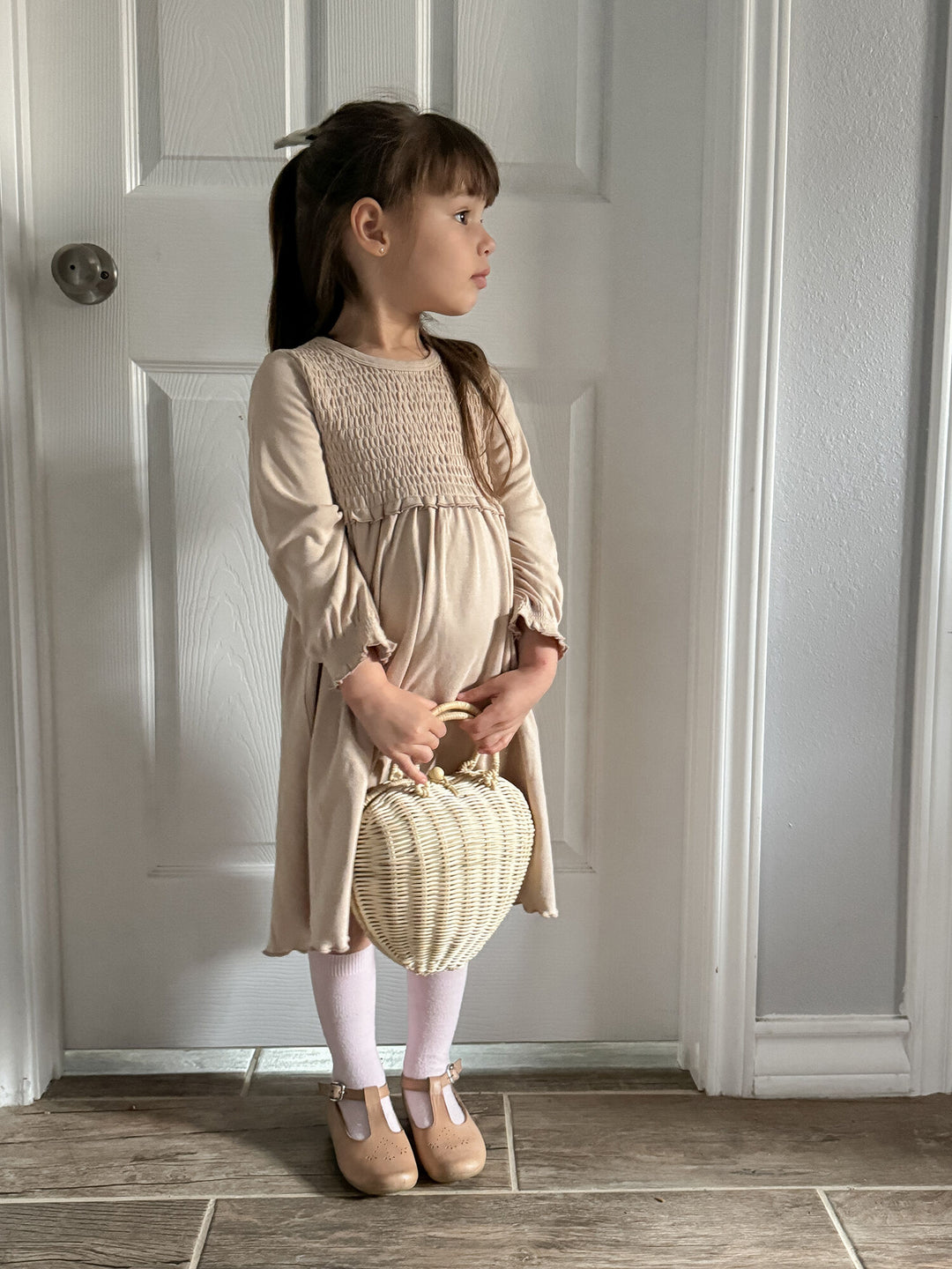 Oatmeal | Kid's Organic Smocked Dress L'ovedbaby Oatmeal | Kid's Organic Smocked Dress L'ovedbaby