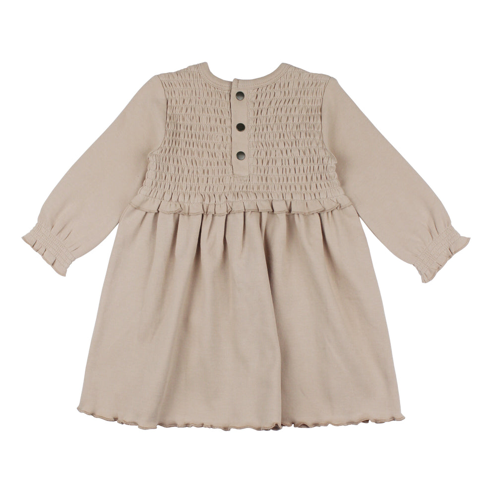 Oatmeal | Kid's Organic Smocked Dress L'ovedbaby Oatmeal | Kid's Organic Smocked Dress L'ovedbaby