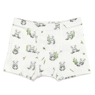 Kids' Organic Boxers in Baby Panda.