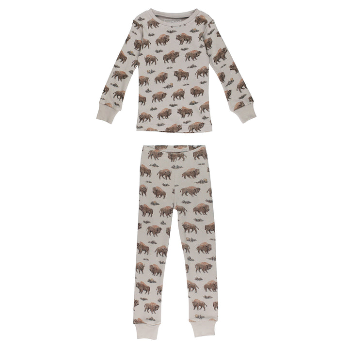 Kids' Organic L/Sleeve PJ Set in Bison.