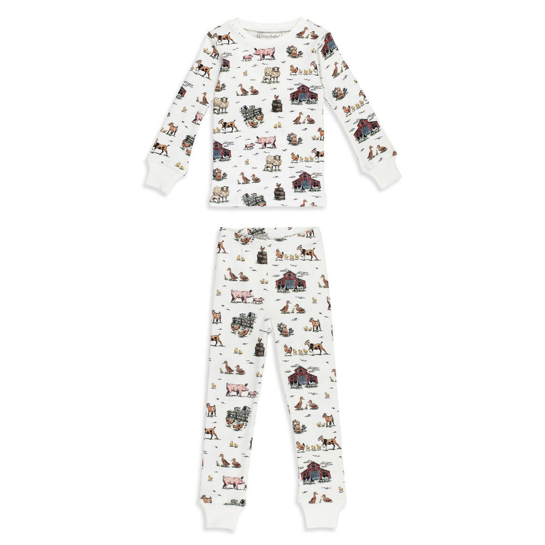 Kids' Organic L/Sleeve PJ Set in Farm Friends.