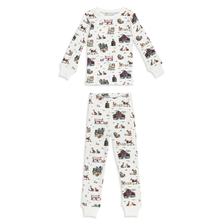 Kids' Organic L/Sleeve PJ Set in Farm Friends.