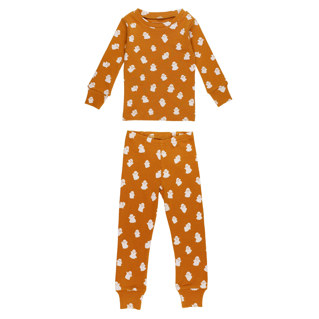 Kids' Organic L/Sleeve PJ Set in Ghosts.