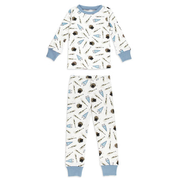 Kids' Organic L/Sleeve PJ Set in Let's Go.