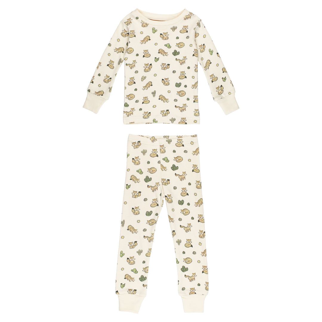 Kids' Organic L/Sleeve PJ Set in Little Fox.