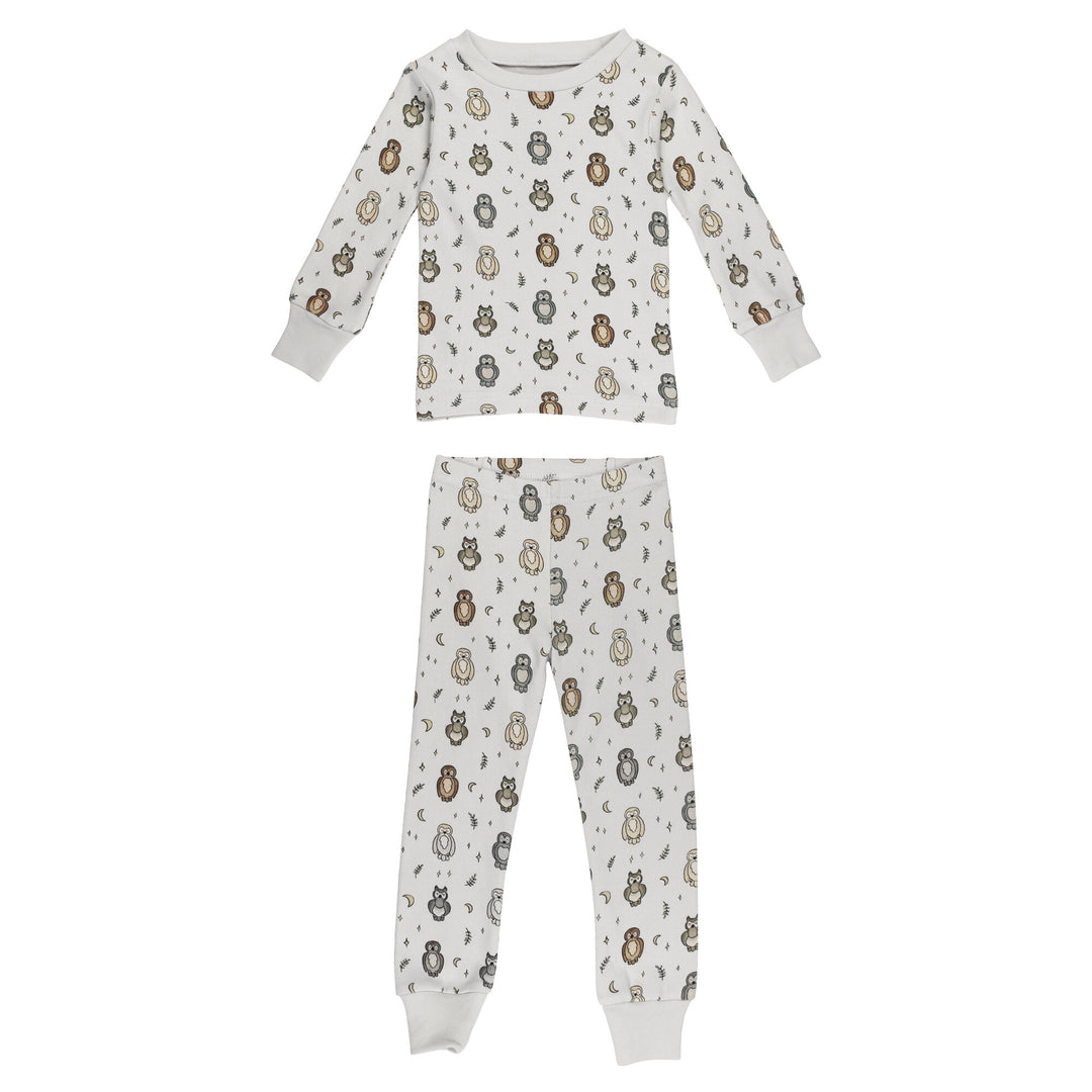 Kids' Organic L/Sleeve PJ Set in Owl Hoo?.