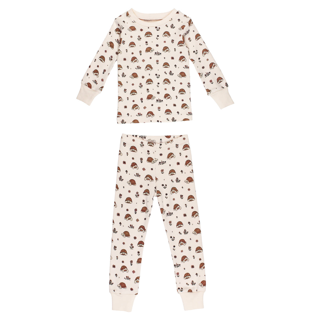 Kids' Organic L/Sleeve PJ Set in Tiny Tortoise.