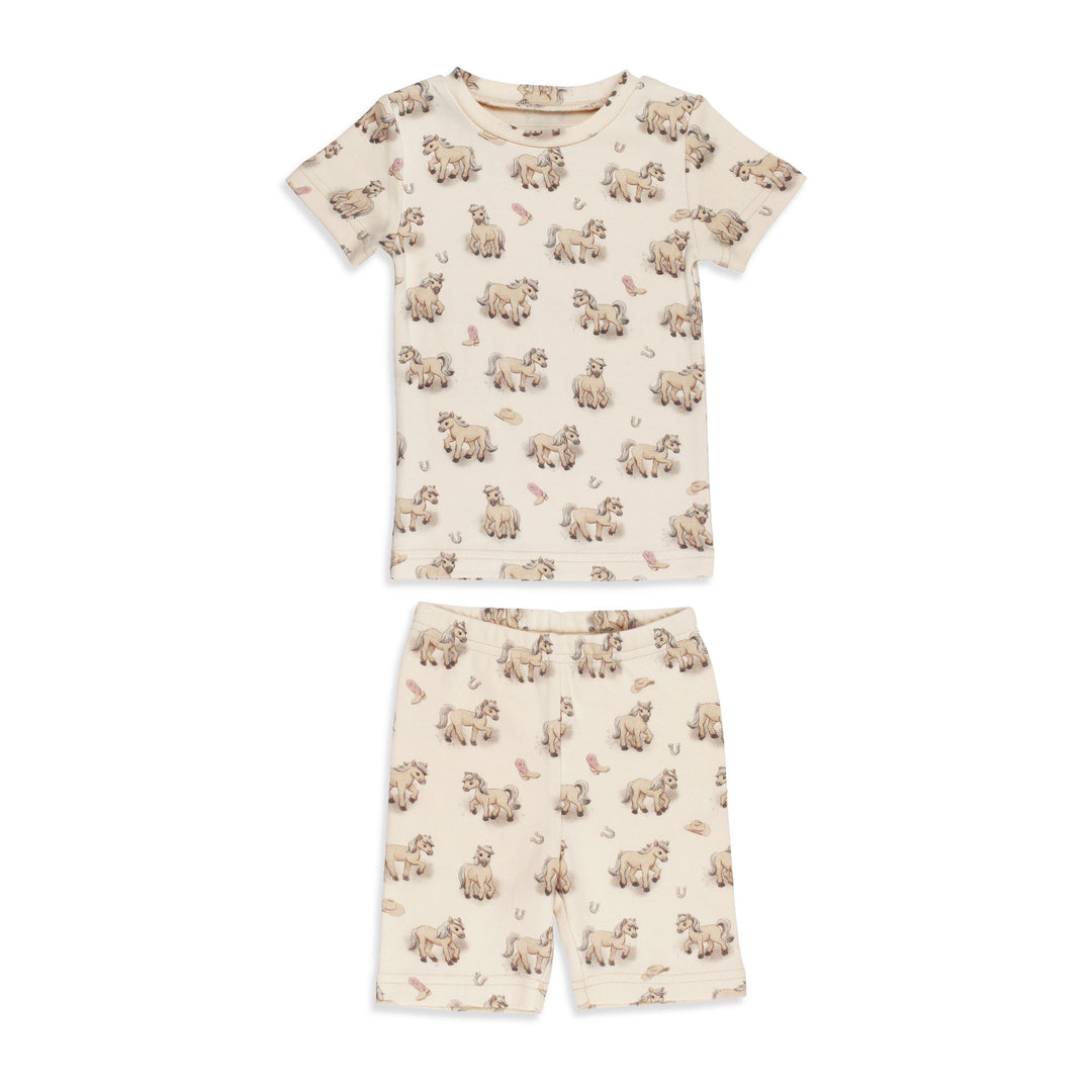 Kids' Organic Short-Sleeve PJ Set in Blush Boots.