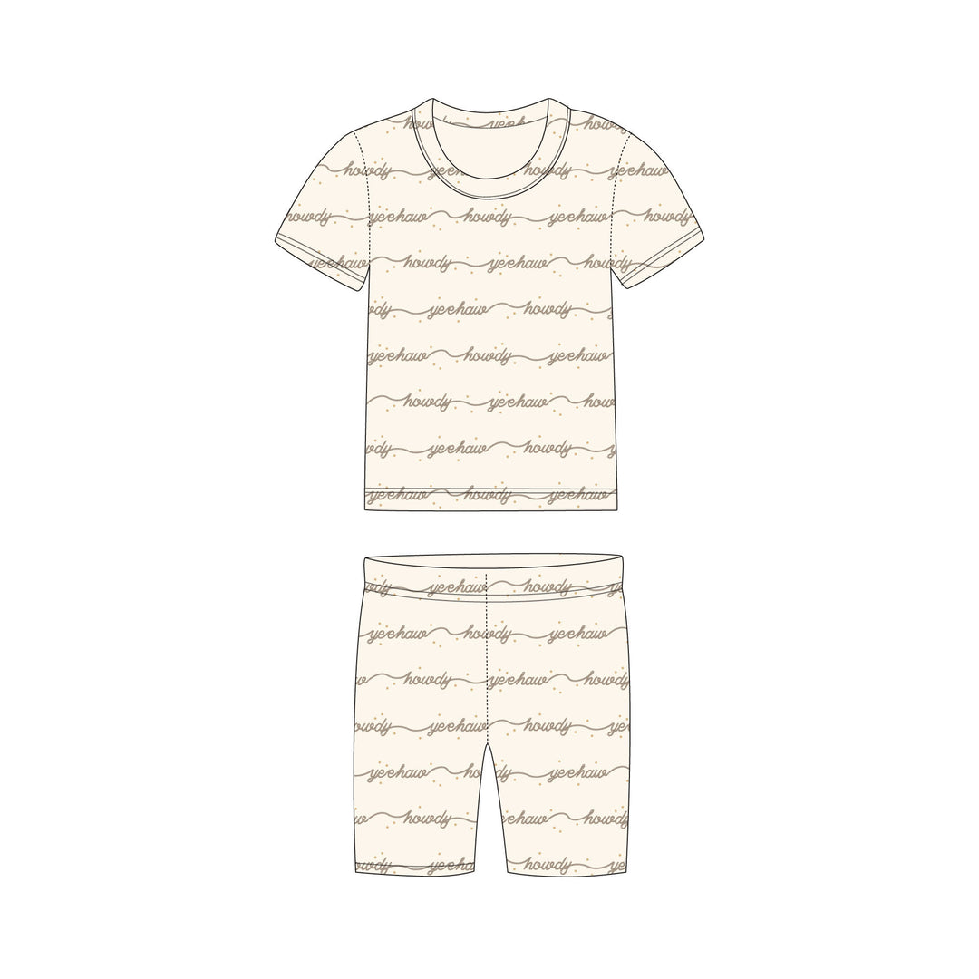 Kids' Organic Short-Sleeve PJ Set in Howdy.