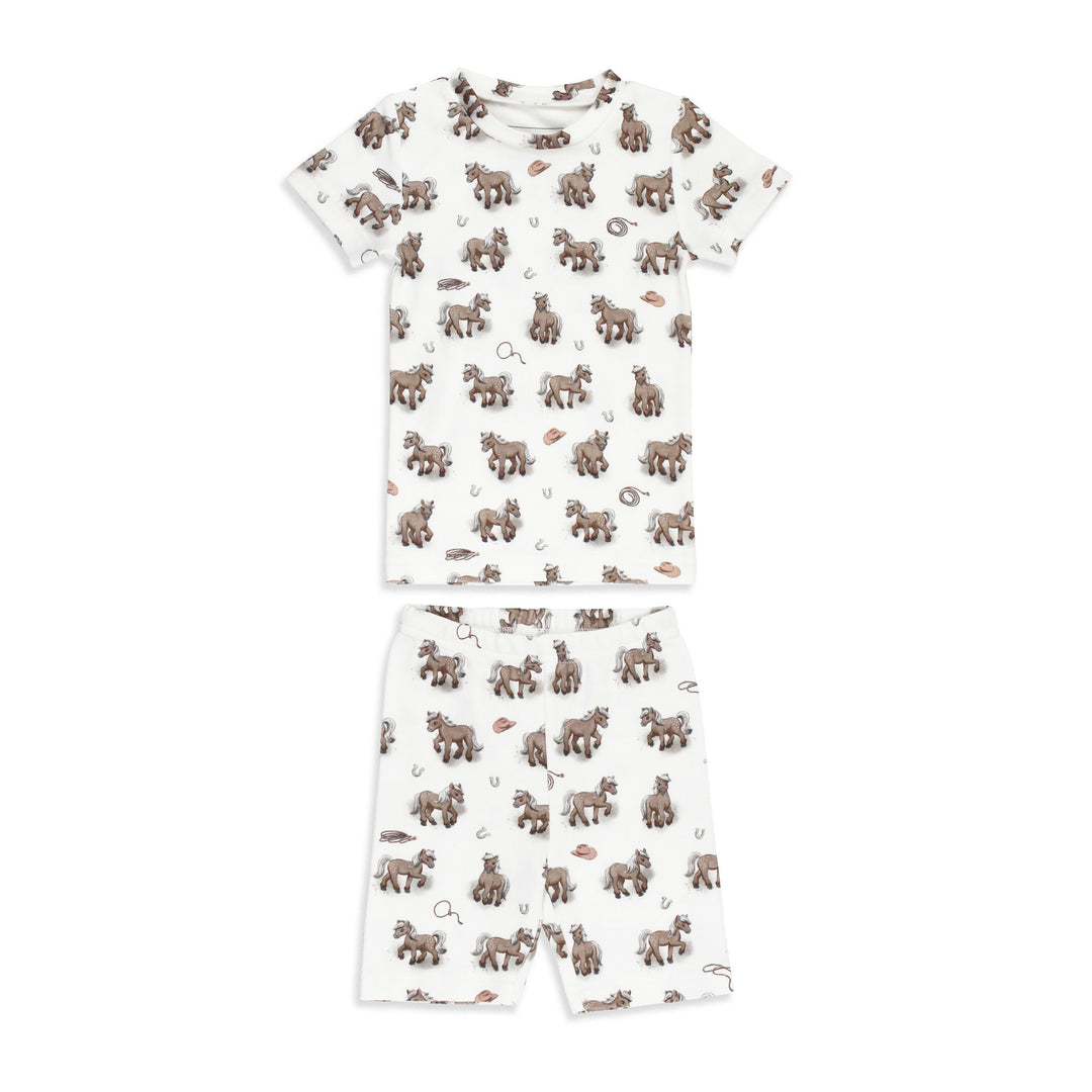 Kids' Organic Short-Sleeve PJ Set in Little Lasso.