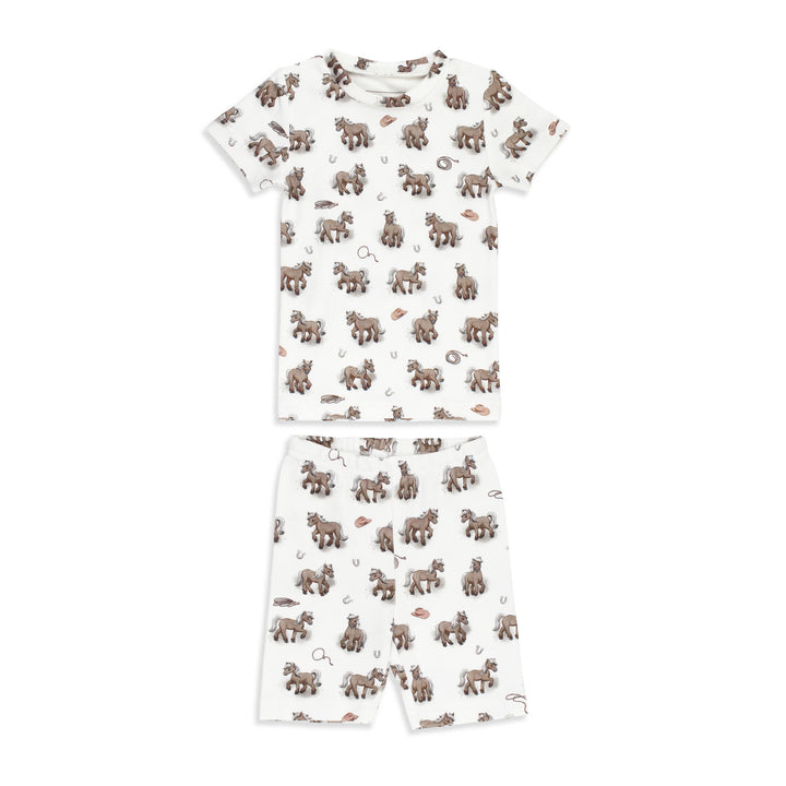 Kids' Organic Short-Sleeve PJ Set in Little Lasso.