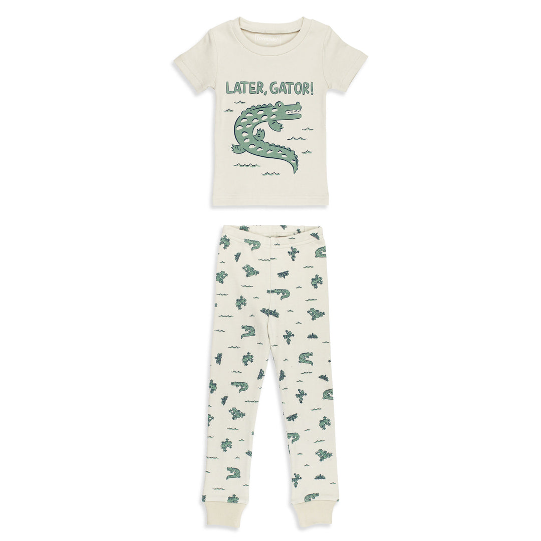 Kids' Organic S/Sleeve PJ Set in Alligator.