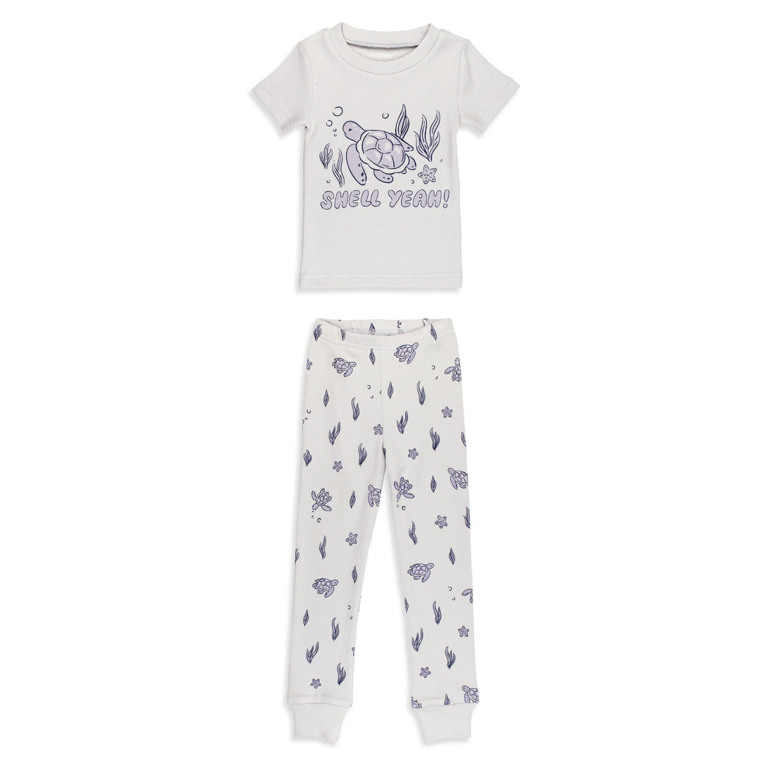 Kids' Organic S/Sleeve PJ Set in Sea Turtle.