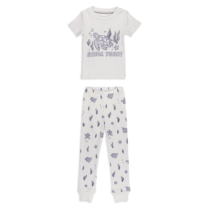 Kids' Organic S/Sleeve PJ Set in Sea Turtle.