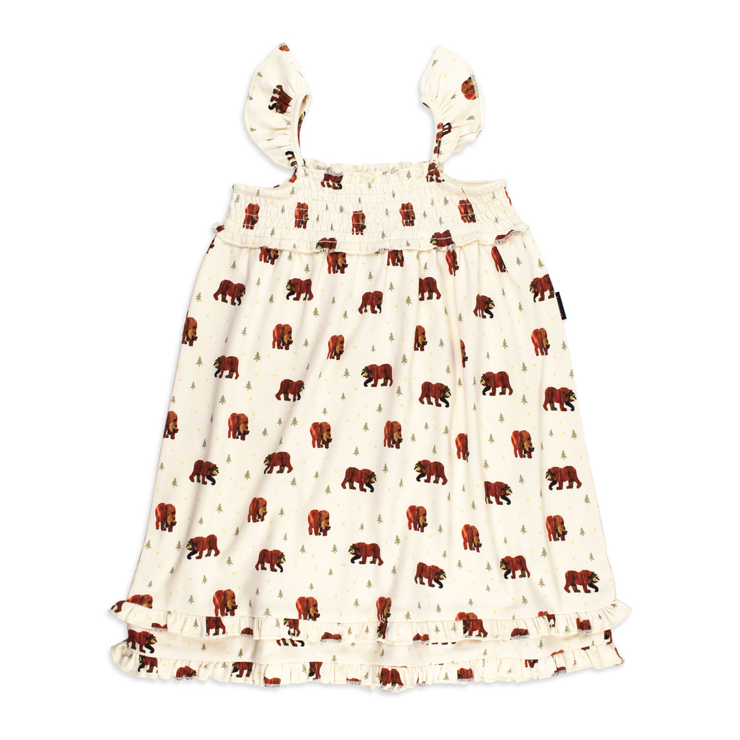Brown Bear | Kids' Organic Smocked Summer Dress 4T Brown Bear | Kids' Organic Smocked Summer Dress 4T