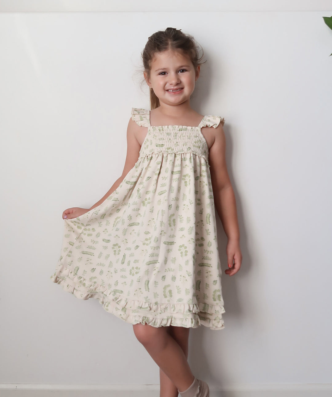 Stone Botanica | Kids' Organic Smocked Summer Dress 2T Stone Botanica | Kids' Organic Smocked Summer Dress 2T