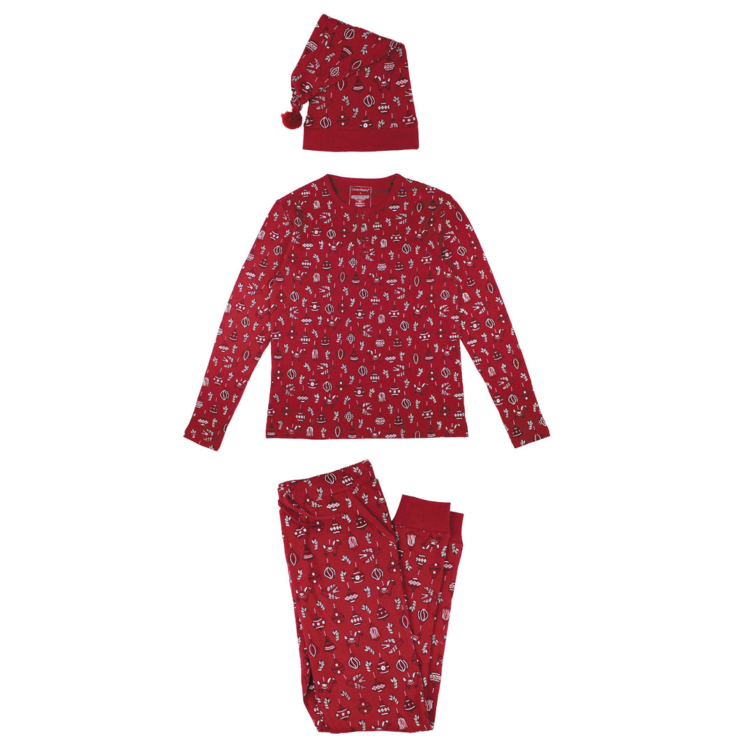 Men's Holiday Thermal PJ & Cap Set in Ornamini.