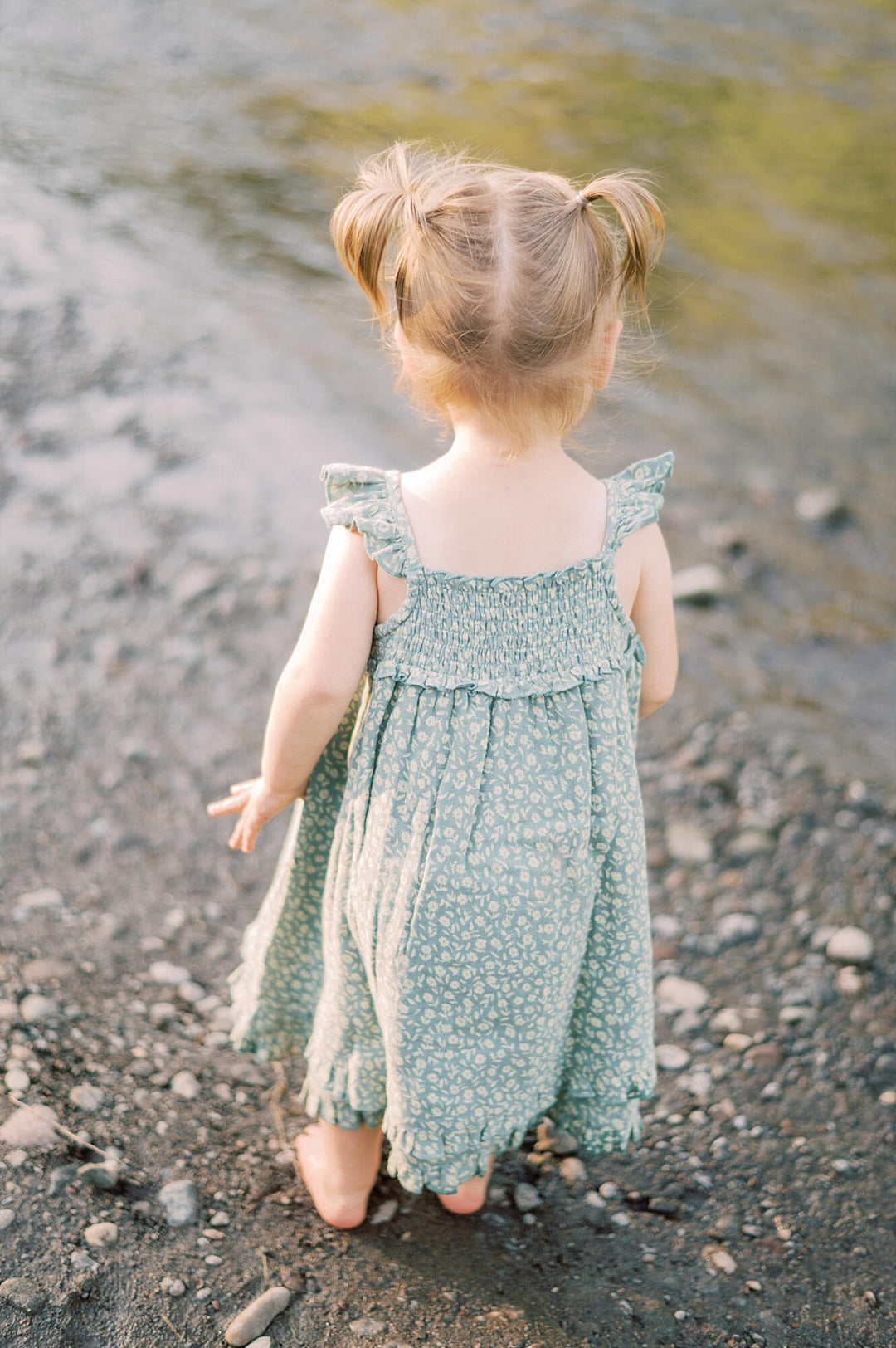 Child wearing Printed Muslin Summer Dress in Sprig Floral