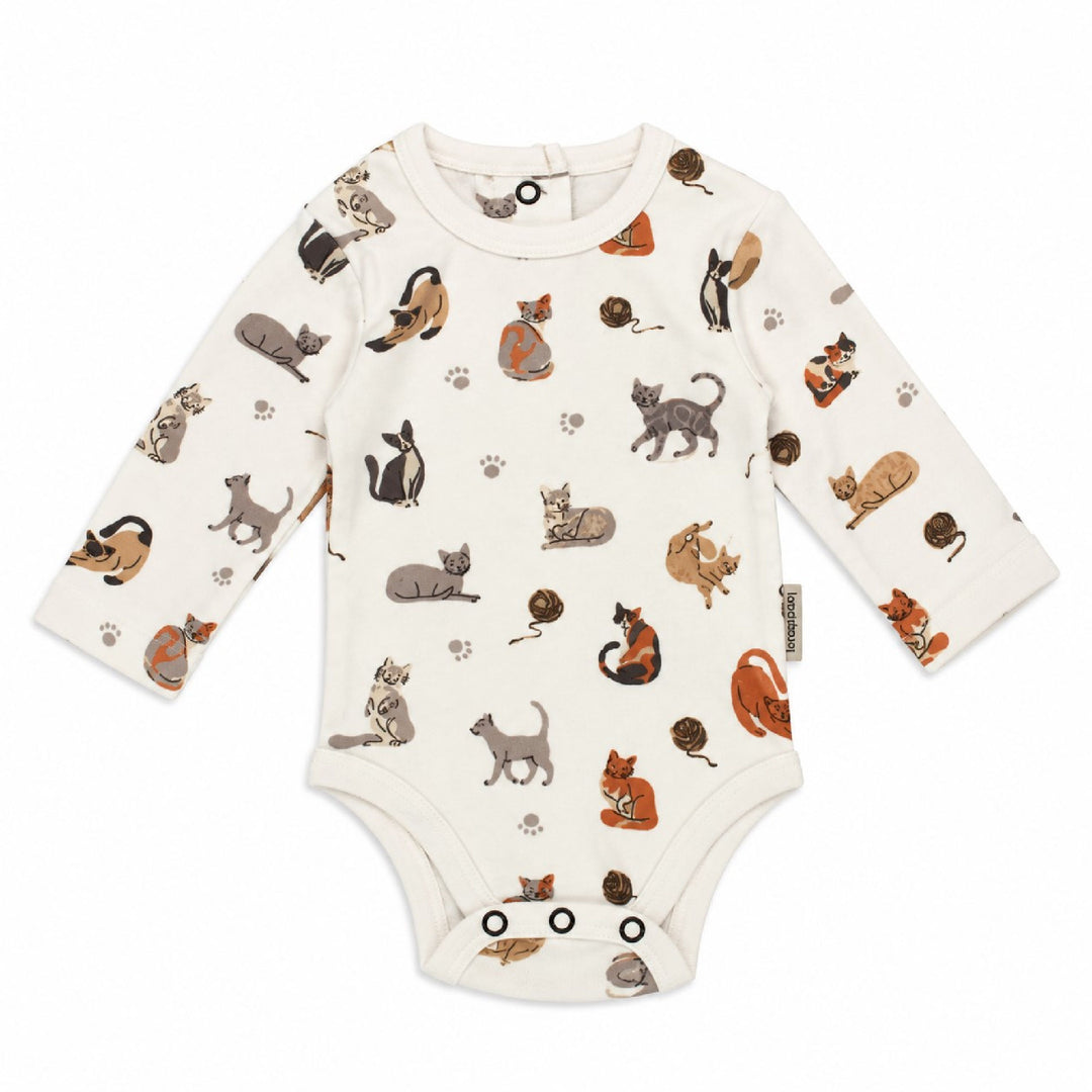 Organic Long-Sleeve Bodysuit in 9 Lives.