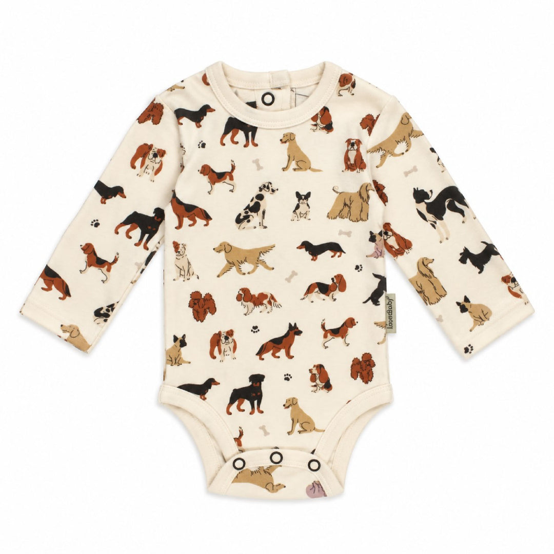 Organic Long-Sleeve Bodysuit in Puppy Love.