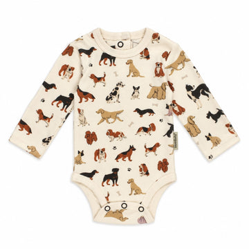 Organic Long-Sleeve Bodysuit in Puppy Love.