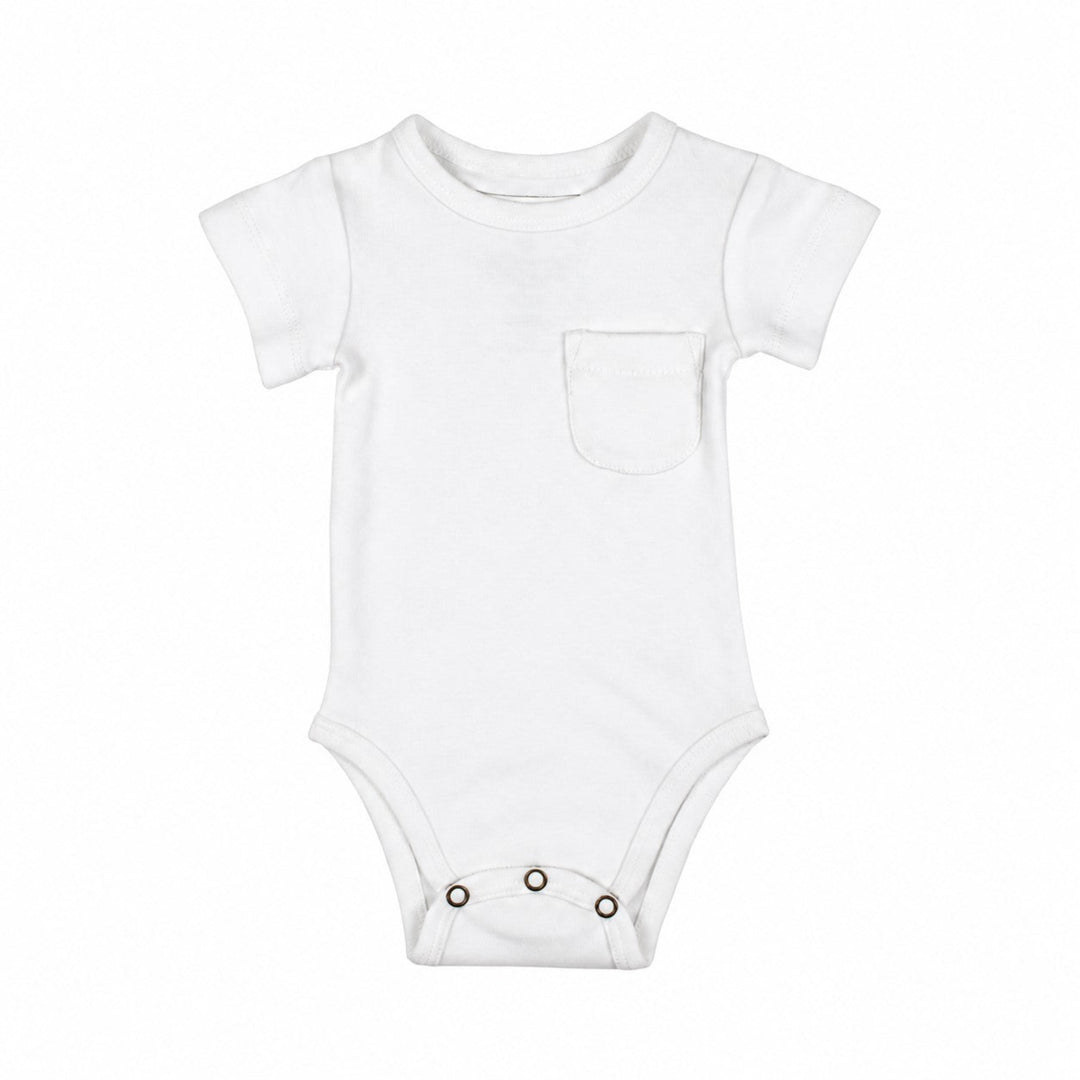 Organic Short-Sleeve Bodysuit in White.