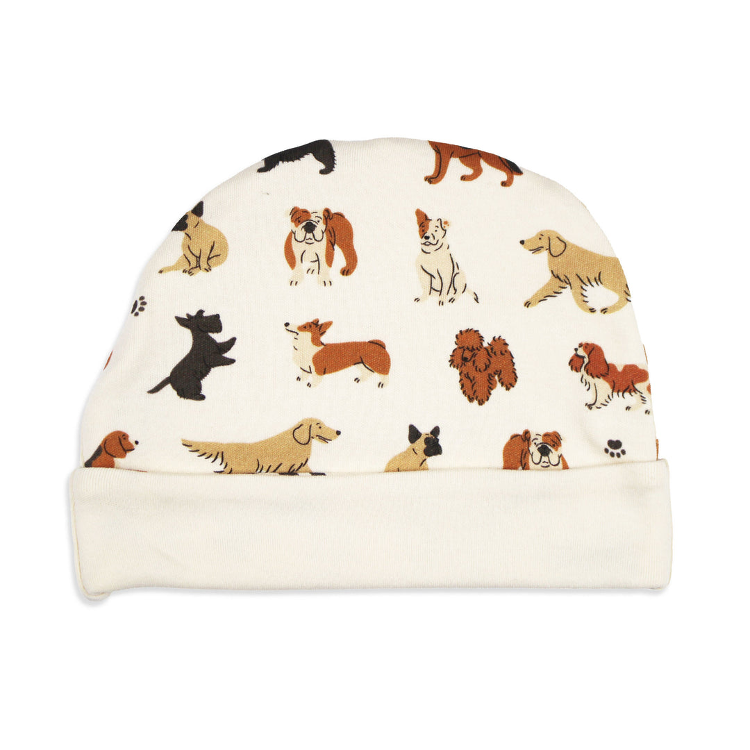 Reversible Organic Beanie in Puppy Love.