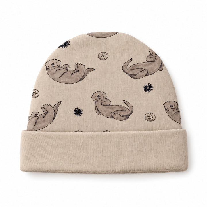 Reversible Organic Beanie in Sea Otter.