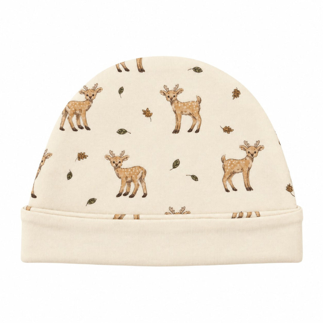 Reversible Organic Beanie in White Tail Deer.