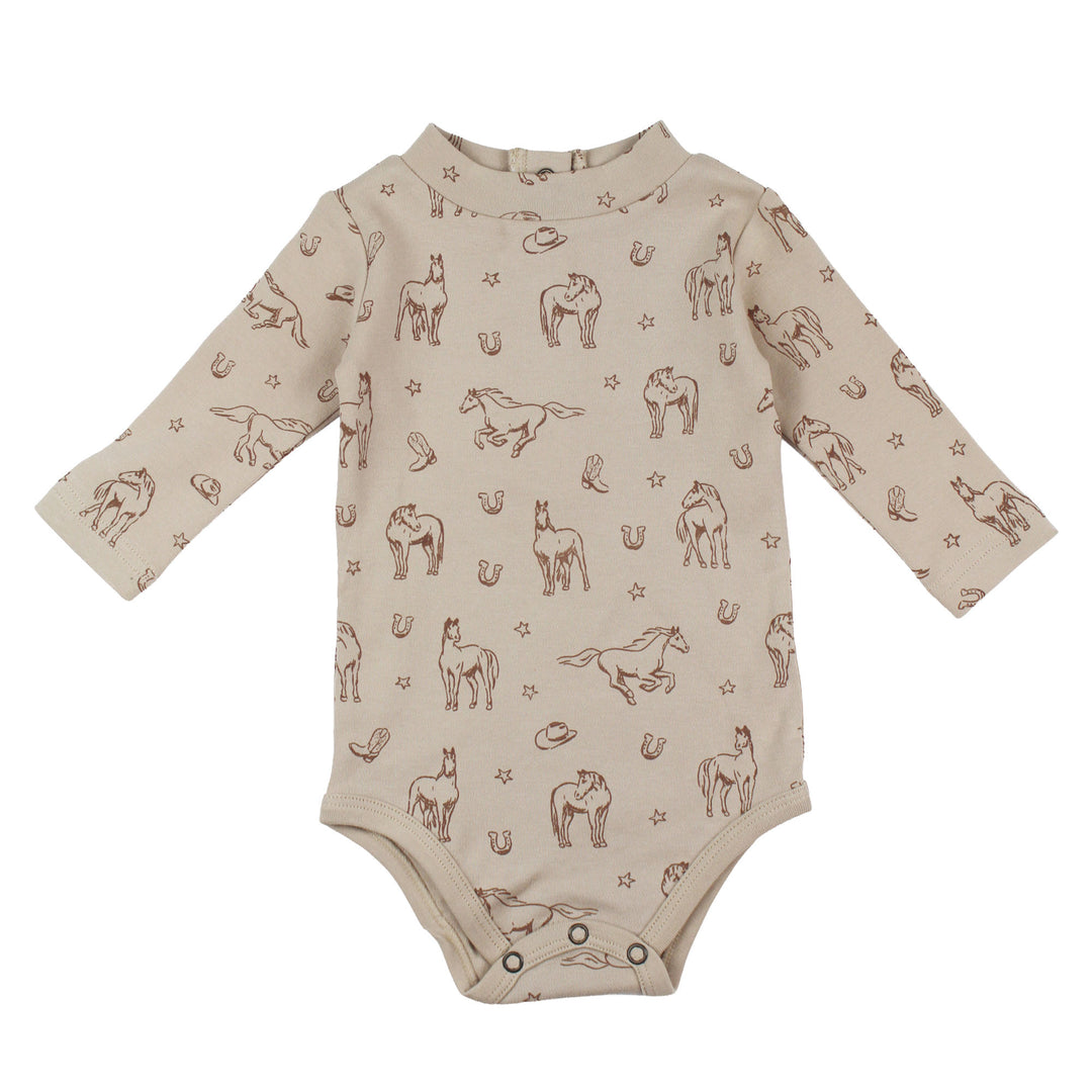 Organic Mock-Neck Bodysuit in Mini Buckaroo.