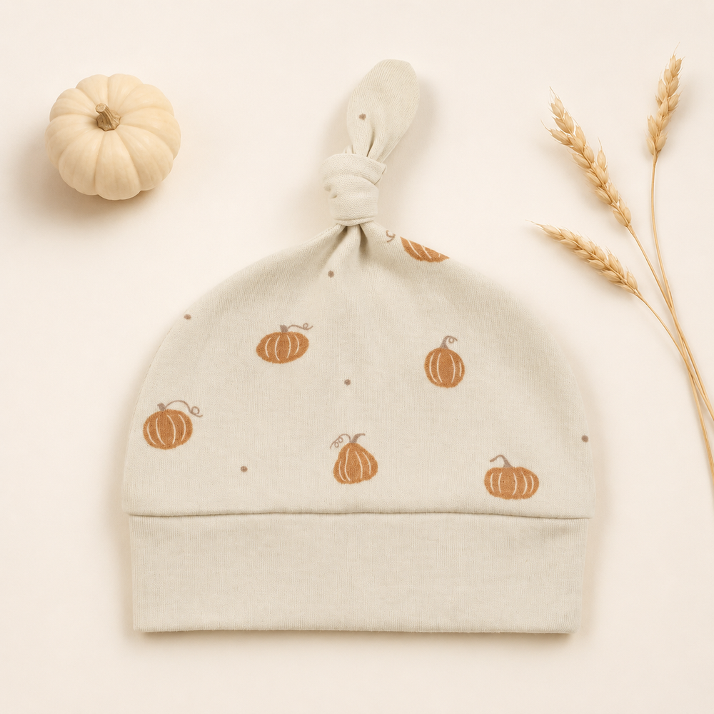 Organic Knotted Hat in Pumpkin Spice.