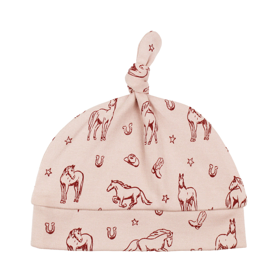 Organic Knotted Hat in Rodeo Rose.