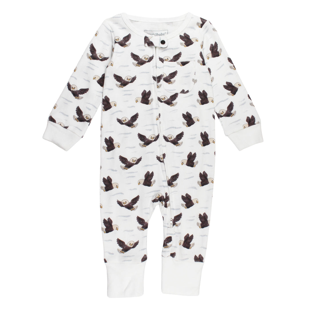 Organic Footless 2-Way Zipper Romper in Bald Eagle.