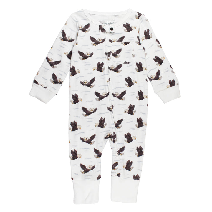 Organic Footless 2-Way Zipper Romper in Bald Eagle.