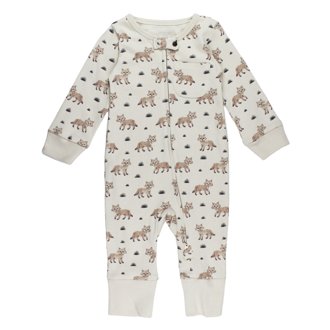 Organic Footless 2-Way Zipper Romper in Coyote.