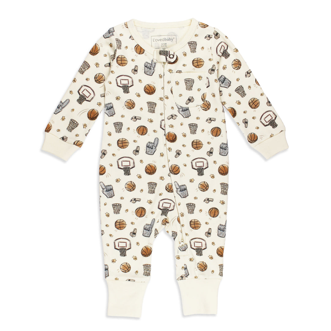 Organic Footless 2-Way Zipper Romper in Hoops.