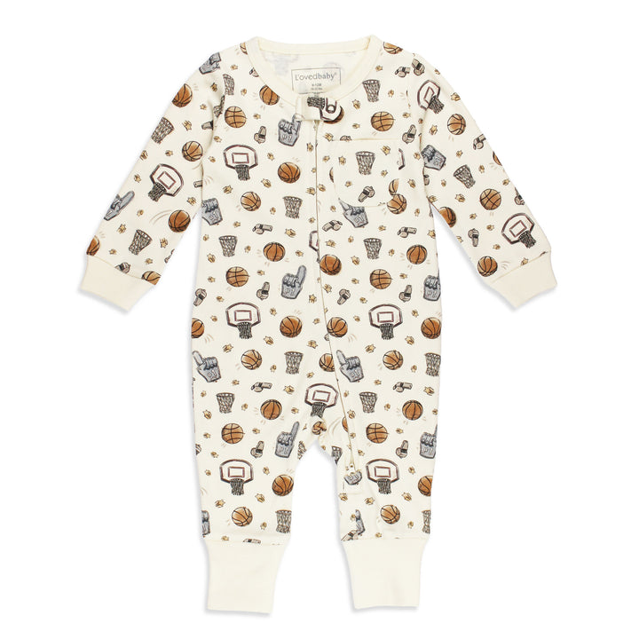 Organic Footless 2-Way Zipper Romper in Hoops.