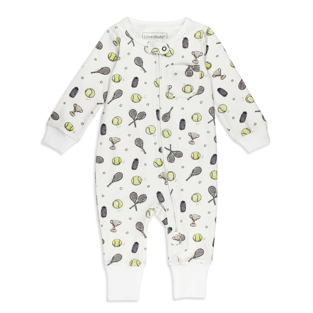 Organic Footless 2-Way Zipper Romper in Little Ace.