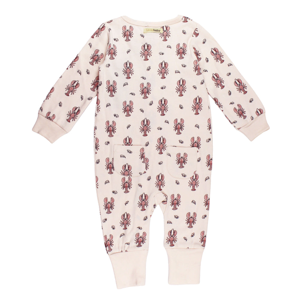 Back view of Organic Footless 2-Way Zipper Romper in Lobster.