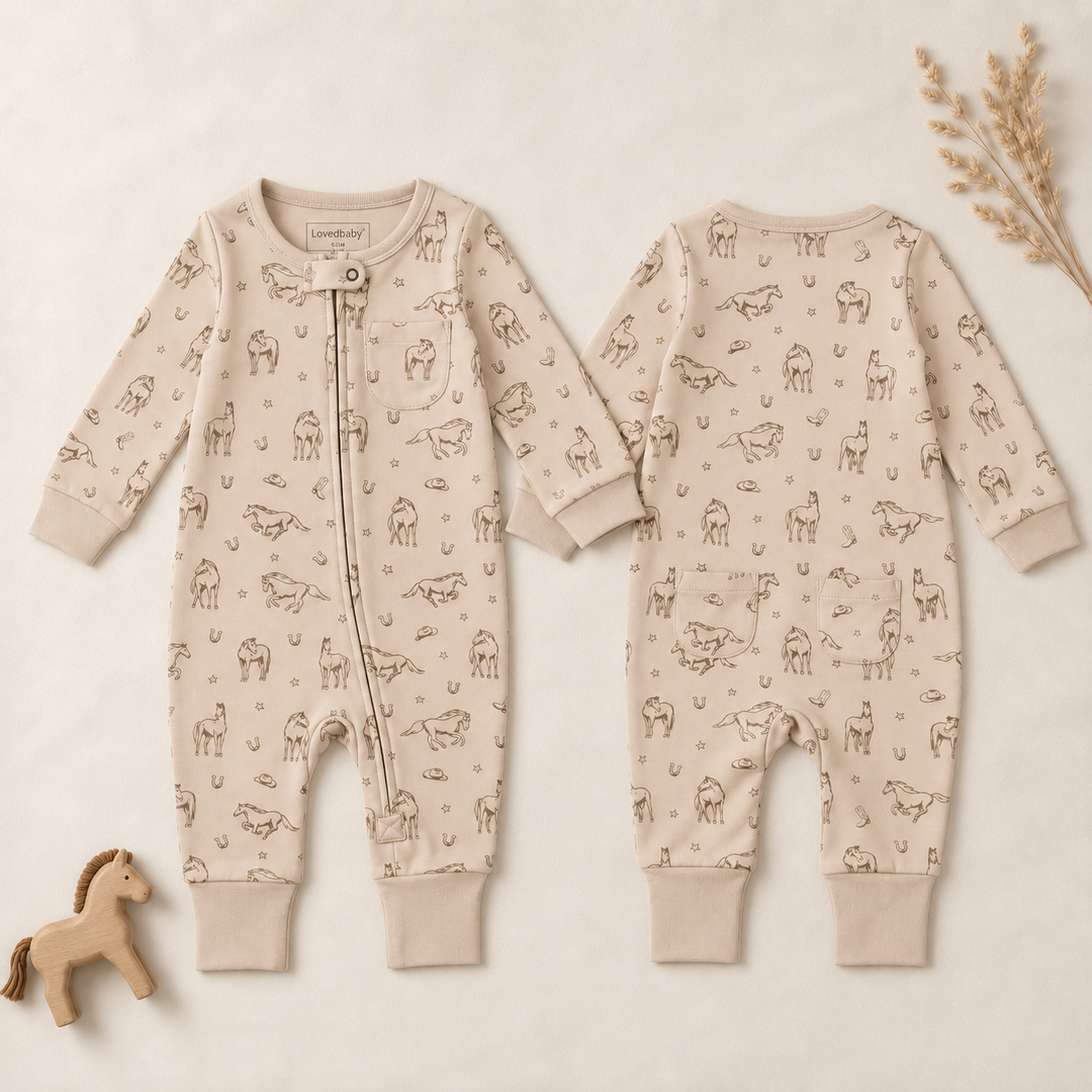 Organic Footless 2-Way Zipper Romper in Mini Buckaroo.