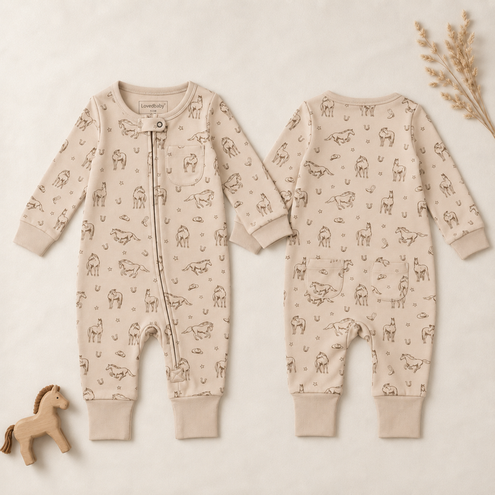 Organic Footless 2-Way Zipper Romper in Mini Buckaroo.